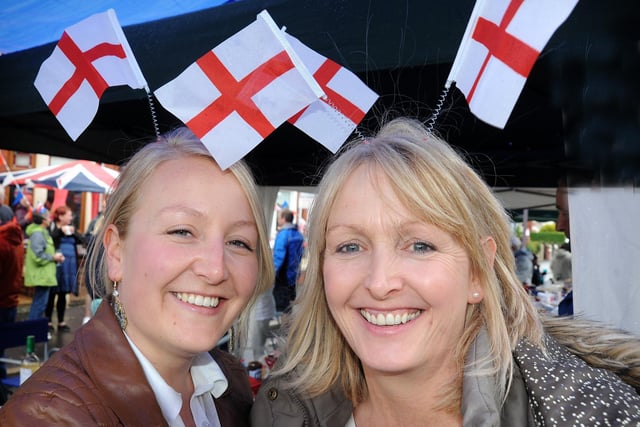 Ashley (left) and Rose Edmondson model patriotic deely-boppers at Diamond Jubilee celebrations on Darbishire Road in Fleetwood