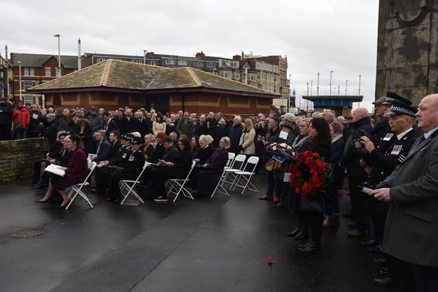 Some of those who attended the 40th anniversary ceremony of the police drowning tragedy at Gynn Square, Blackpool