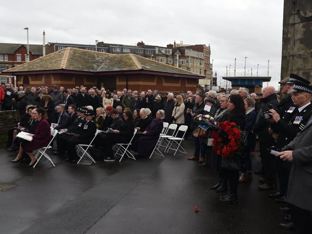 Some of those who attended the 40th anniversary ceremony of the police drowning tragedy at Gynn Square, Blackpool