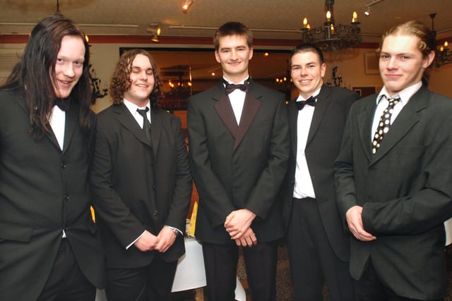 Sheffield High School Prom at Bladwins Omega LtoR. David Glasby,Dan Reaney,Andrew Duniel,Mark Newby,Ed Davies