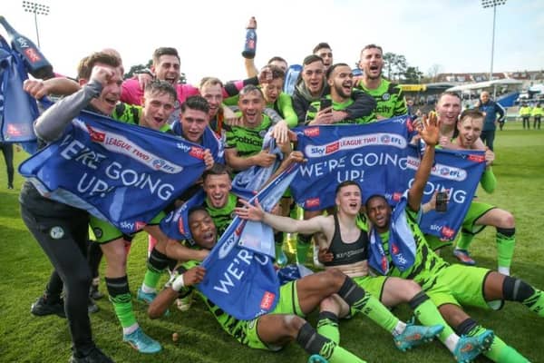Forest Green celebrate their promotion to League One