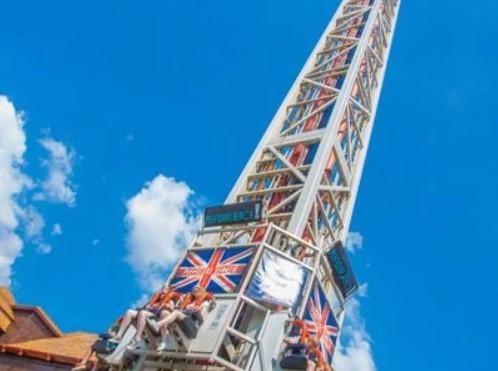 The Ice Blast stands is 180 ft tall and sees riders shoot upwards and a thrilling speed. It was originally called the Sony PlayStation. Photo: Blackpool Pleasure Beach