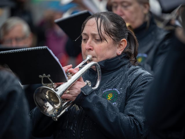 Playing the trumpet