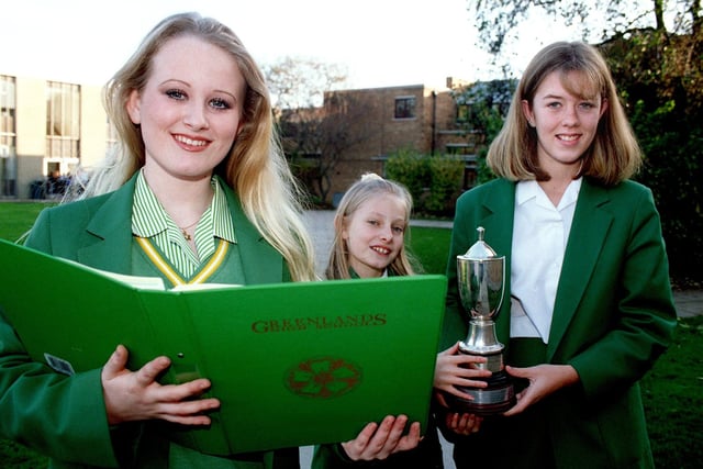 Three students at Greenlands School in Bispham won a public speaking trophy for local schools. Pictured from left to right are Shakara Taylor (16), Naomi Houldsworth (11), and Wendy Taylor (14)