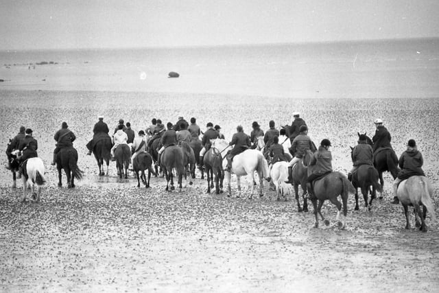 These horse men and women were taking part in Ride Aid on Morecambe sands