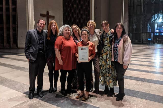 The creative team who put together the Inside Out exhibition in Fleetwood with their runner-up award in the People's Choice category of Creative Lives