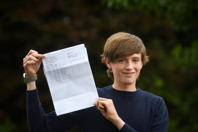 Jack Cryer pictured with his results sheet.