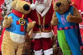 Captain Ted and Harry Hound join Santa at the launch of the Houndshill Grotto
