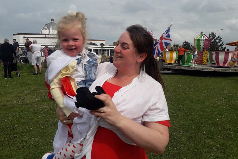 Jamie Fletcher at Fleetwood's Coronation fun day with daughter  Harper Haggerty, aged two