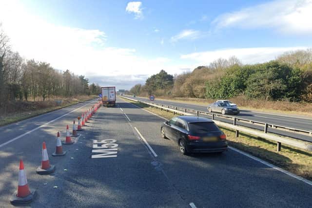 A driver is believed to have fled the scene of a collision on the M55 westbound (Credit: Google)