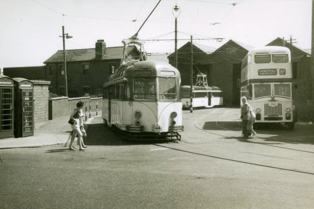 The tram depot on June 20, 1960 in Red Bank Road. This is now the site of Sainsbury's. Submitted by Andrew Jenkinson