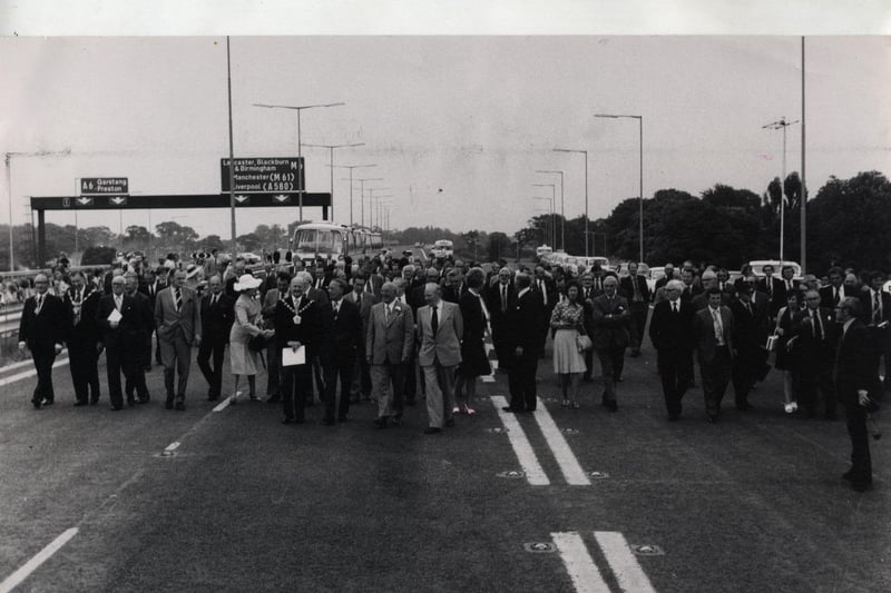 4th July 1975, "a walk down the new motorway for members of the official party at the opening of the M55"
