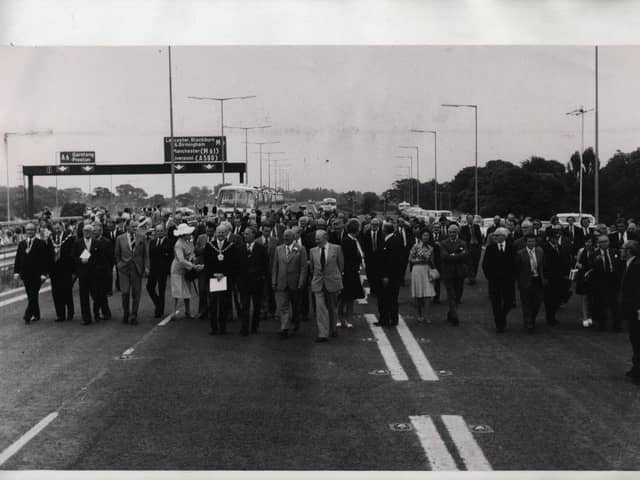 4th July 1975, "a walk down the new motorway for members of the official party at the opening of the M55"