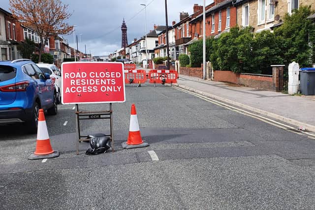Caunce Street, between Elizabeth Street and Gorton Street, in Blackpool, is closed due to a sinkhole