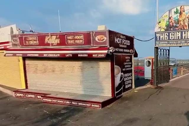 Kelly's Hot Food Takeaway next to South Pier in Blackpool