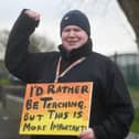 Fylde Coast teachers join the National Education Union strike. teachers and supporters at South Shore Academy. David Craggs.