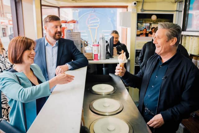 Labour leader Sir Keir Starmer served up an ice cream to Shadow Education Secretary Bridget Phillipson and Notarianni’s.