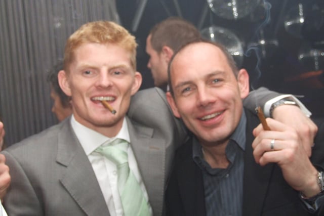 Blackpool Football Club Party - Claus Jorgensen (on left) with Club Sanuk's operations director Mark Bowden