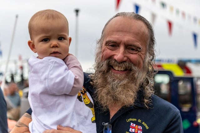 Lytham St Annes RNLI mechanic at the event with daughter Matti. Picture: Alan Hunter.