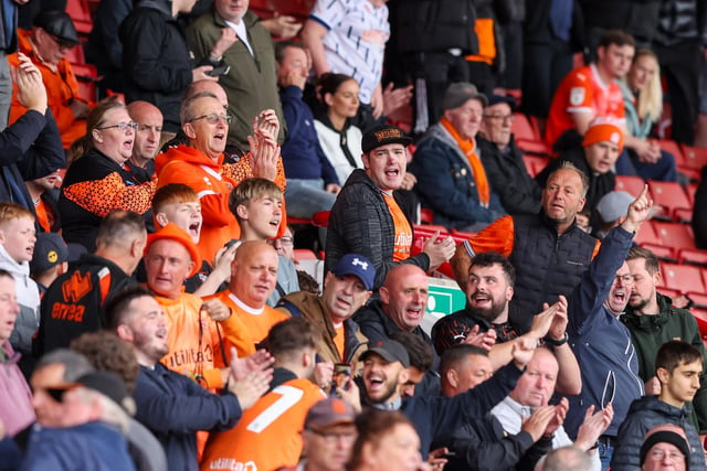 Blackpool fans at Oakwell for the Seasiders' game against Barnsley.