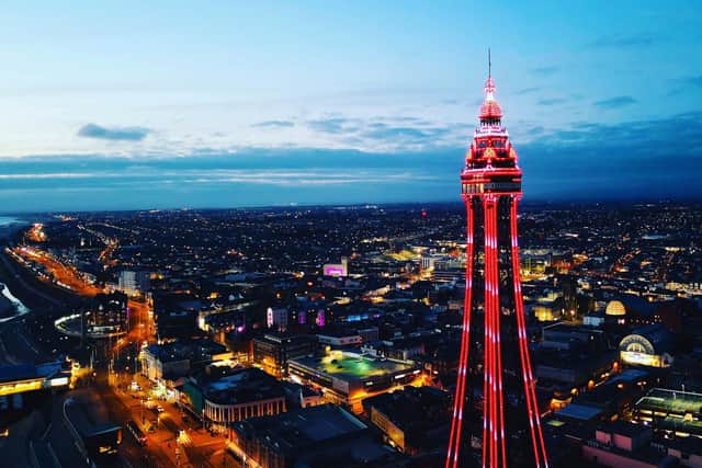 Blackpool Tower in a spectacular tribute to Lionesses