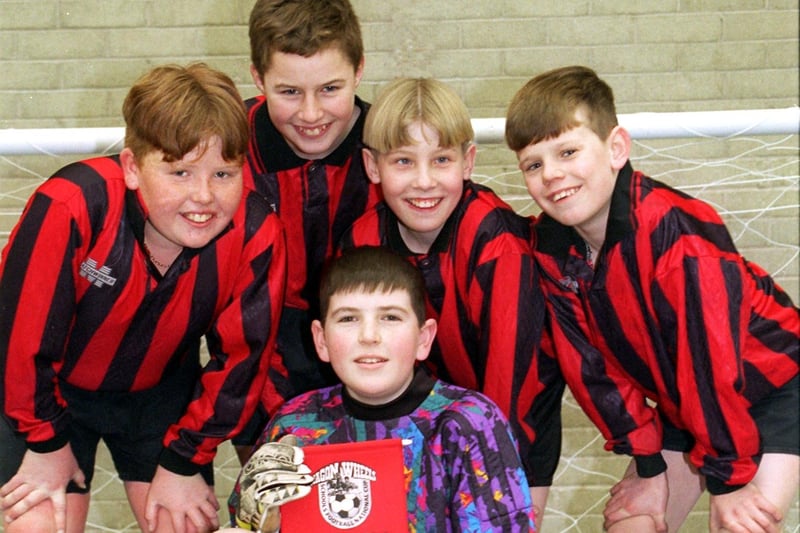 Blackpool and Fylde Secondary Schools FA U12 Wagon Wheels 5-a-side champions Warbreck High School who now represent Blackpool schools in the Lancashire final
Kyle Eves (front). Colin Sullivan, Scott Smithson, Andrew Ogden and Paul Jones