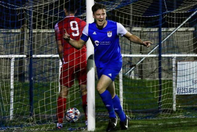 Josh Westwood scored his third goal of the season in Squires Gate's win over Barnoldswick Picture: IAN MOORE