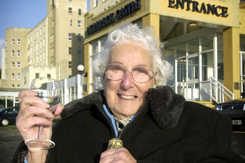Queen of the Castle, 84 year-old Joan Short, who was retiring from the Norbreck Castle Hotel after 42 years