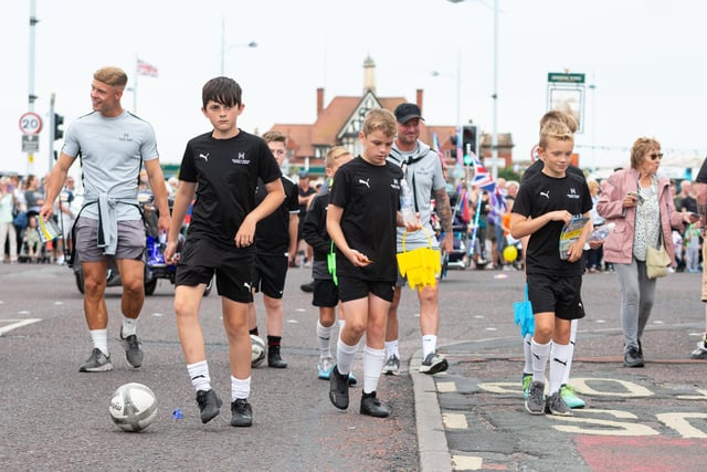 These pupils from the locally-based Milligan and McCann Football Academy showed off their skills in the St Annes Carnival procession. Photo: Kelvin Lister-Stuttard