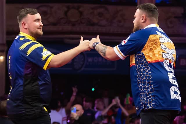 Luke Littler hit a nine-darter during his Betfred World Matchplay win over Josh Rock in Blackpool Photo: Taylor Lanning/PDC