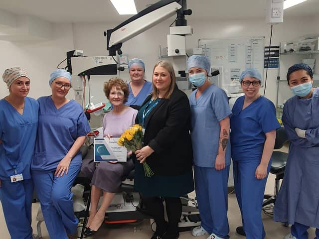 Marion Hilton and Samantha Norton with the CHEC Blackpool theatre team . Photo: CHEC