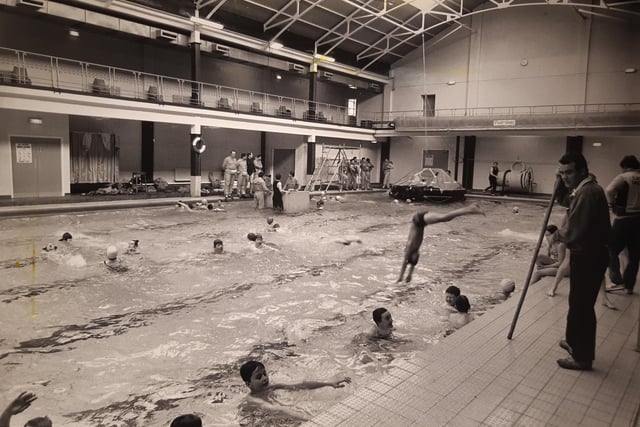 This photo was taken in 1983. At the time swimming facilities in Blackpool were diminishing. The Derby Pool was closed and schools were vying with each other for time at the Lido