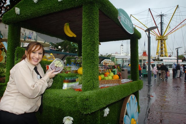 Joanne Perry on the fruit stall in 2008