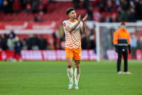 Jordan Lawrence-Gabriel opted not to celebrate when he scored for Blackpool at the City Ground (Photographer Alex Dodd / CameraSport)