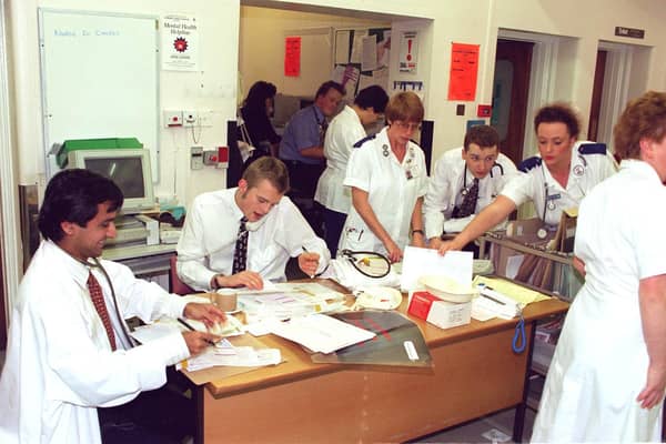 Doing what they do best back in 1997 - but nothing changes. It was all hands on deck in A&E as the number of patients admitted exceeded the number of beds available. To make matters worse there was also a staff shortage due to the flu virus