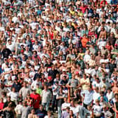 A sea of faces at Blackpool FC's opening game of the season against Luton Town in 1997