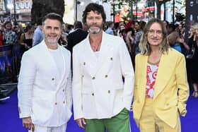 (L-R) Gary Barlow, Howard Donald and Mark Owen attend Take That's "Greatest Days" World Premiere in June 2023. (Photo by Gareth Cattermole/Getty Images)