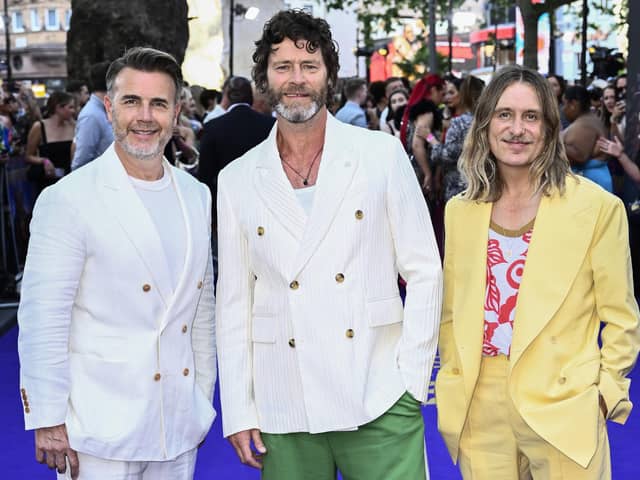 (L-R) Gary Barlow, Howard Donald and Mark Owen attend Take That's "Greatest Days" World Premiere in June 2023. (Photo by Gareth Cattermole/Getty Images)