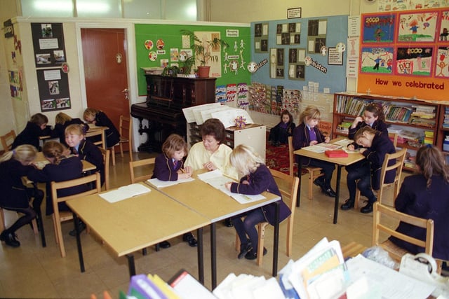 Inside one of the classrooms, back in the day