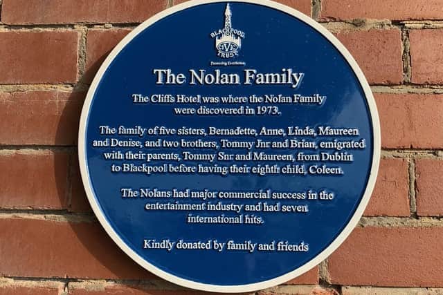 The Nolan family blue plaque (Credit: Blackpool Civic Trust)