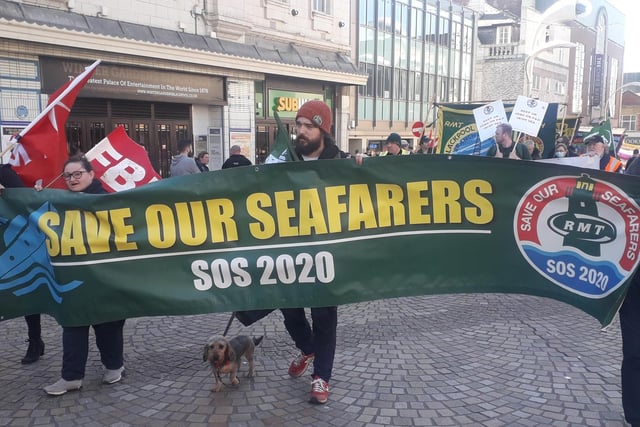 Protesters against the shock sacking of 800 P&O workers