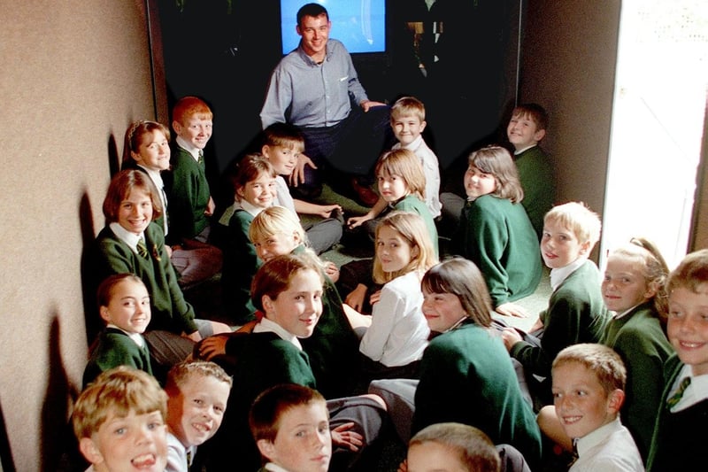 Pupils at Shakespeare School enjoyed an illustrated talk on how to avoid taking drugs given by educator Joel Lavery in a specially converted trailer, 1997