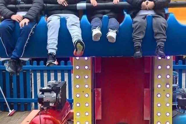 Kelly's grandsons enjoying Blackpool with her lottery winnings