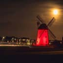 Lytham Windmill Lit up Red for WED 2023
