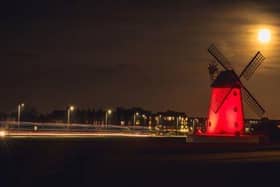 Lytham Windmill Lit up Red for WED 2023