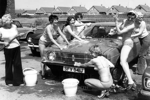 Nurses made the most of the evening heat in 1976 washing cars to raise funds for the hospital league of friends