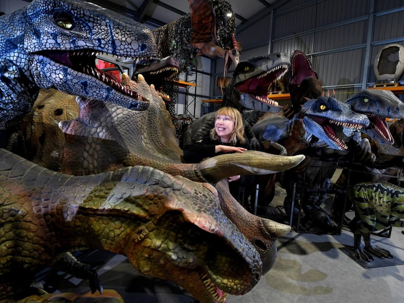 Erica Crompton, Director of Big Foot Events, with some of her Jurassic friends