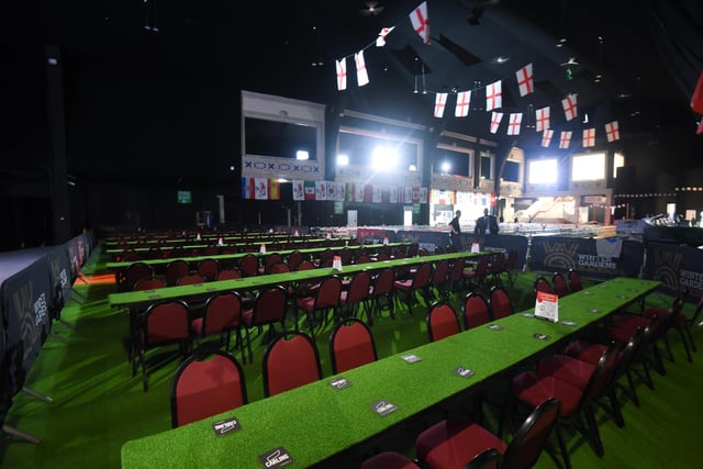 Inside the Winter World Cup Fan Zone at the Winter Gardens in Blackpool