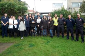 The Prince's Trust team with Lancashire Fire and Rescue members and staff from Fleetwood Care Home