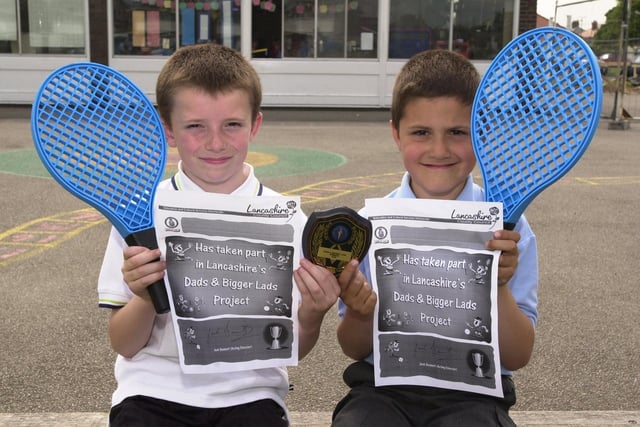 Joe Jacques (left) and James Remnant of Mayfield Primary School both won a trophy at the Dads and Lads sporting activities taking place at the school